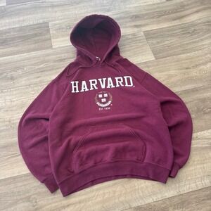 Harvard University Hoodie Crimson Burgundy Collegiate Crest Pullover Small 0977